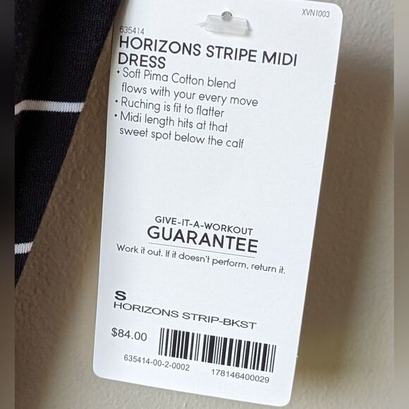 Athleta Black Y2K Striped Midi Dress | Chill Girl Off-Duty Fit NWT Pima Cotton S - Picture 7 of 10